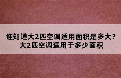 谁知道大2匹空调适用面积是多大？ 大2匹空调适用于多少面积